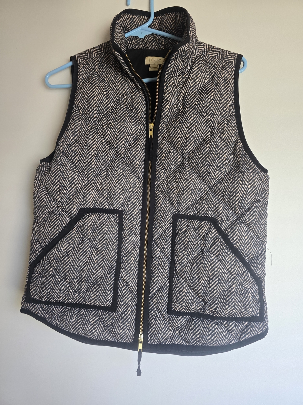J. Crew Women's Herringbone Vest in Black & Cream